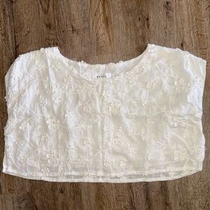 Mabel • Floral Embroidered Boxy Crop Top